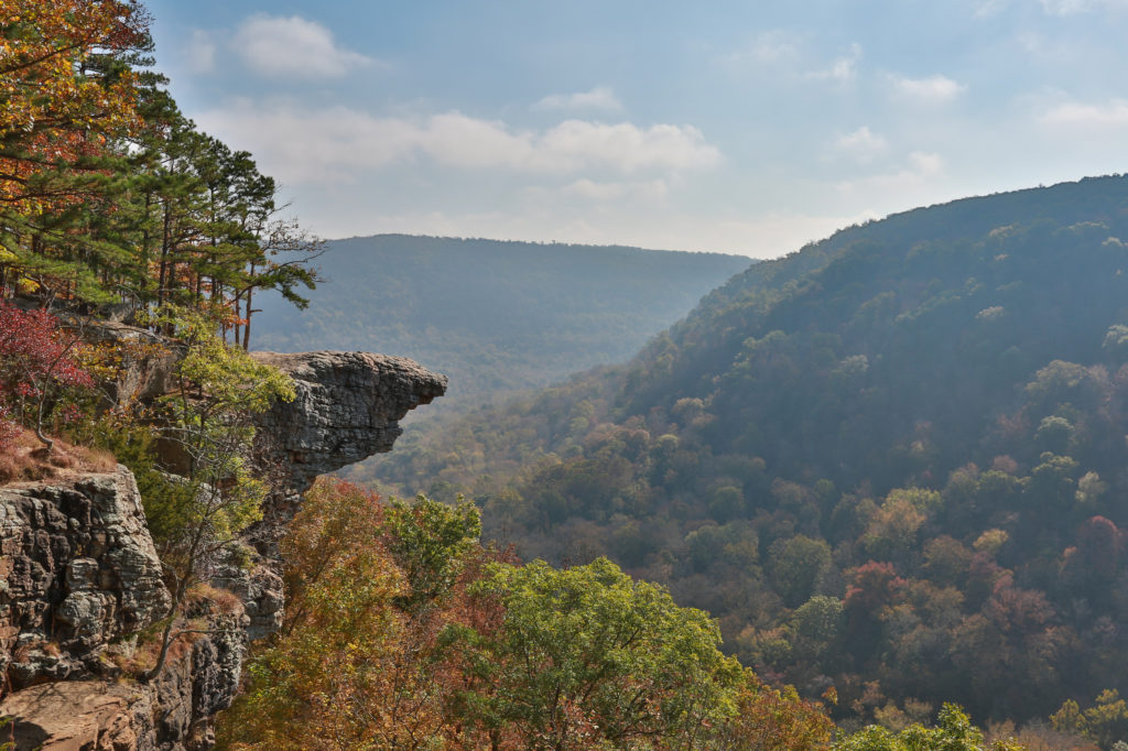Overlook of an Ozark valley with fall foliage